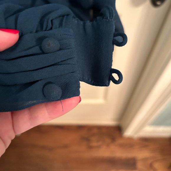 Tory Burch Teal Long Sleeve Silk Blouse - Picture 6 of 6